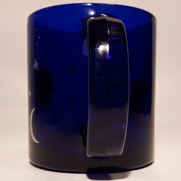 Vintage Libbey Coffee Mug Cobalt Blue Glass Celestial FRIENDS - Picture 4 of 9